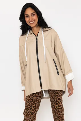 Beige PU Zip Up Jacket