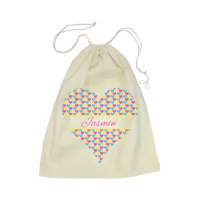 Calico Drawstring Bag - Heart