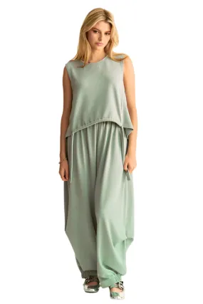 Davi & Dani Drawstring Hem Round Neck Tank and Pants Set