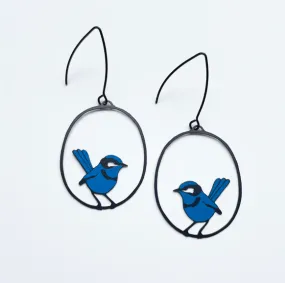 DENZ Midi Wren earrings in Blue/Black