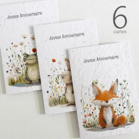 Set of 6 Plantable Birthday Cards - Wildlife