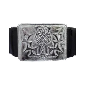 Velcro Adjustable Scottish Thistle Flower Kilt Waist Buckle With Belt